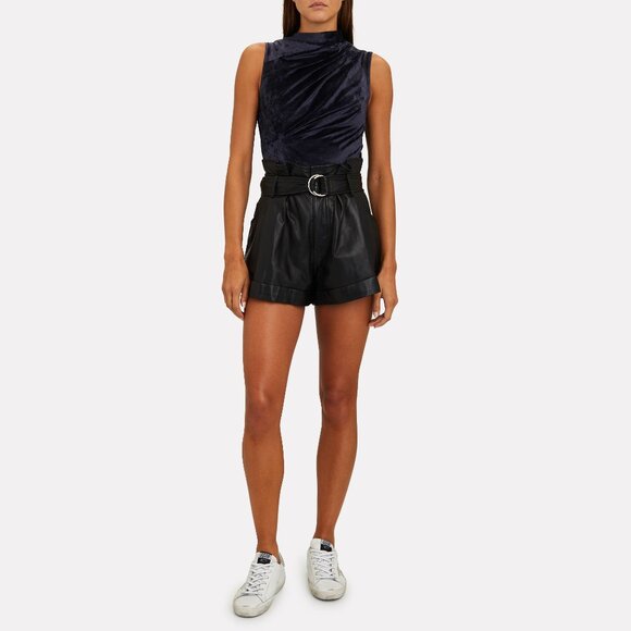 RtA Julie Ruched Velvet Bodysuit Navy Size Small NEW NWT - Picture 9 of 9